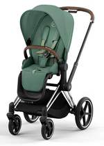 Коляска 3 в 1 Cybex Priam IV Chrome Brown complete и автокресло Cloud T i-Size Mirage Grey Plus Leaf Green