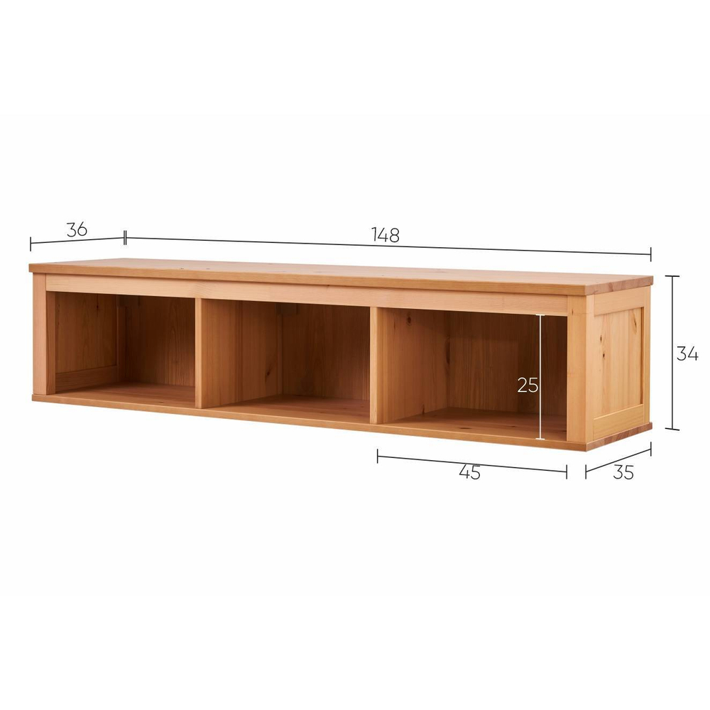 Полка навесная с 3 секциями Хемнэс Hemnes/ Кымор, 148х34х37 см, светло-коричневый