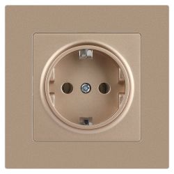 Розетка Intro Accent 6-202-04 2P+E Schuko 16А-250В IP20 СУ AL/CU шампань | Intro