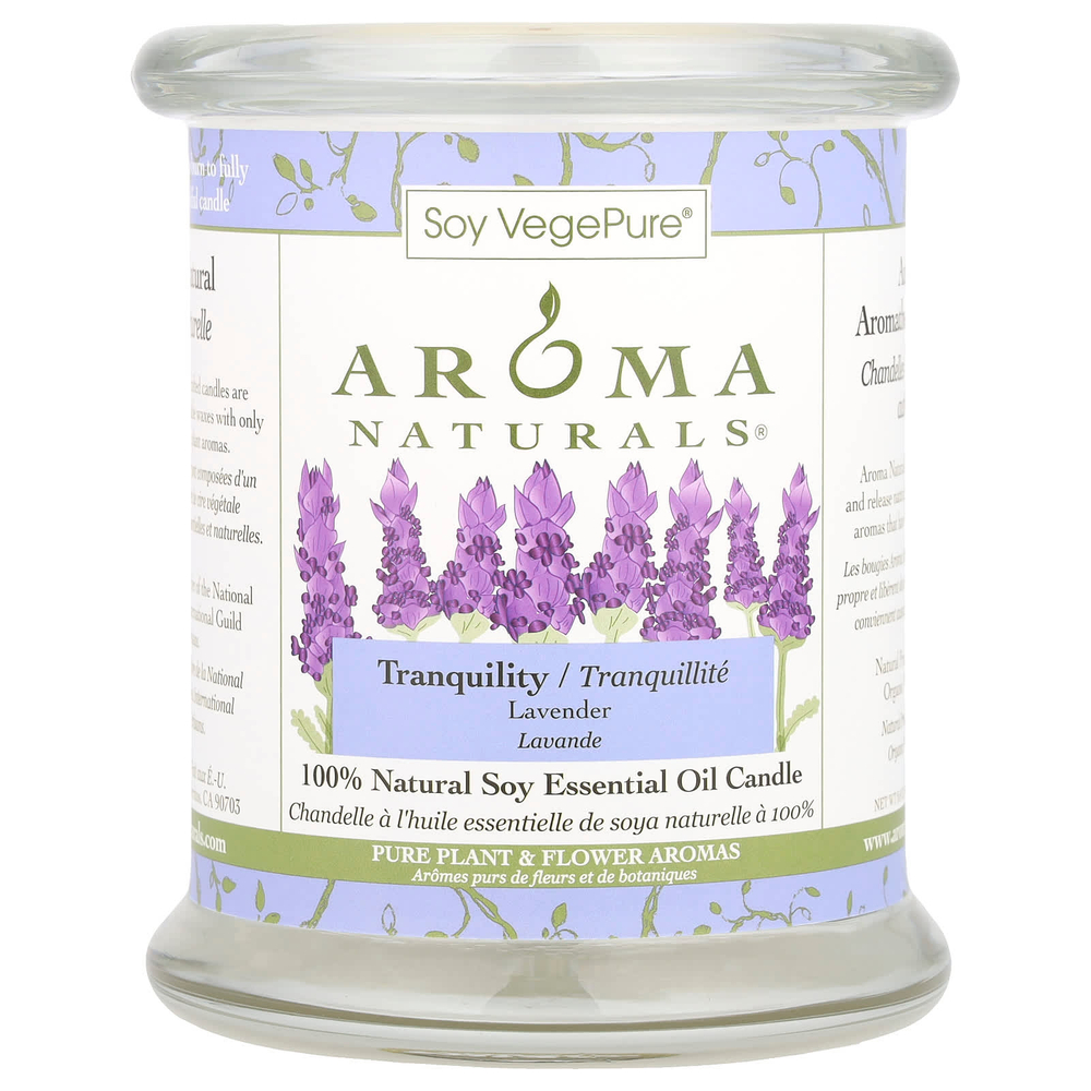 Aroma Naturals, Soy VegePure®, свеча из 100% натурального соевого масла, Tranquility, лаванда, 260 г (8,8 унции)