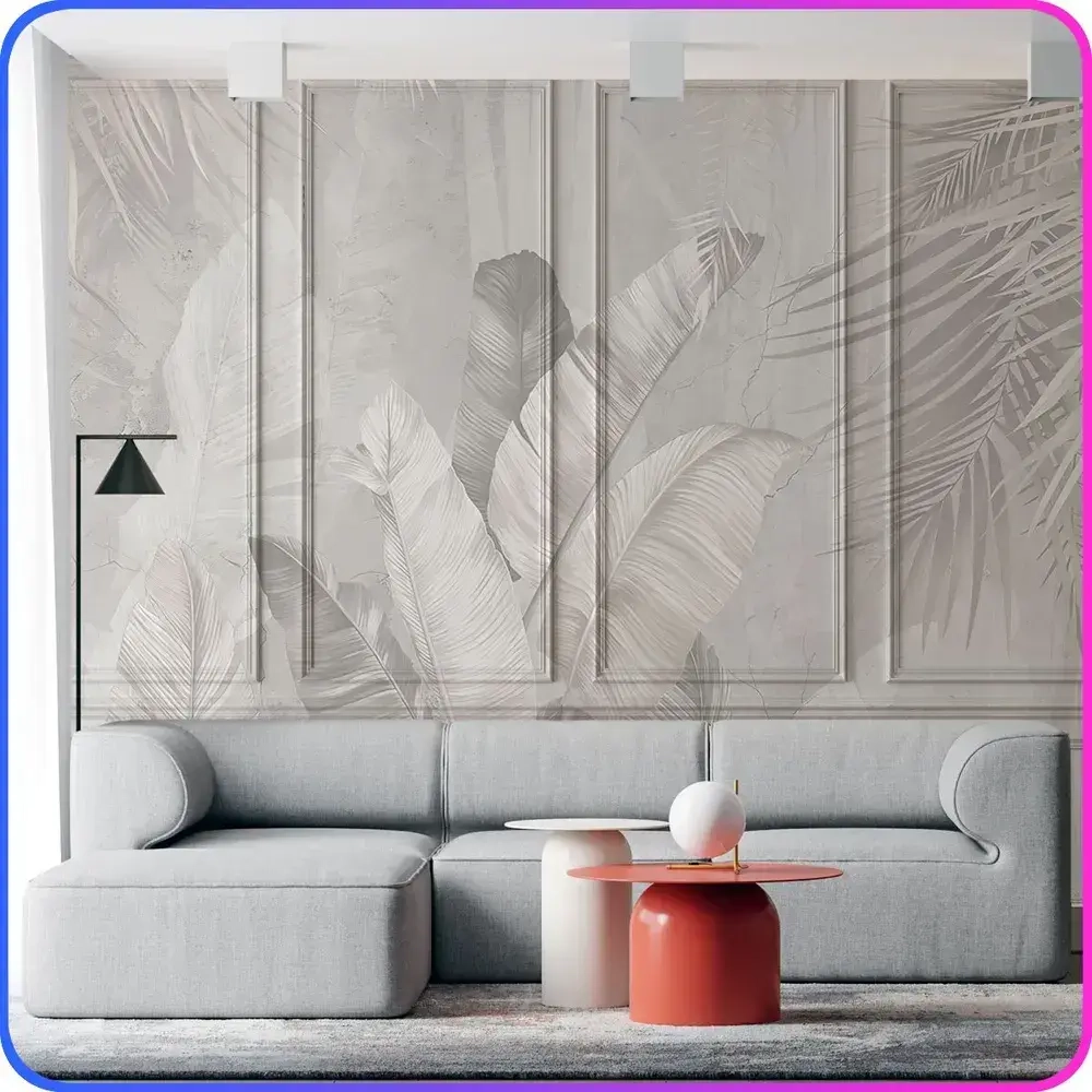 Фотообои Тропические листья на бетоне 300х270 см Luxury Walls AM39103