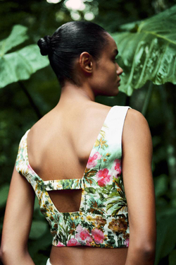 ZARA КОРОТКИЙ ТОП С ПРИНТОМ И УЗЛОМ, РАЗНОЦВЕТНЫЙ