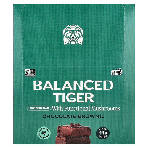 Balanced Tiger, протеиновый батончик, шоколадный брауни, 12 шт. по 44 г (1,55 унции)