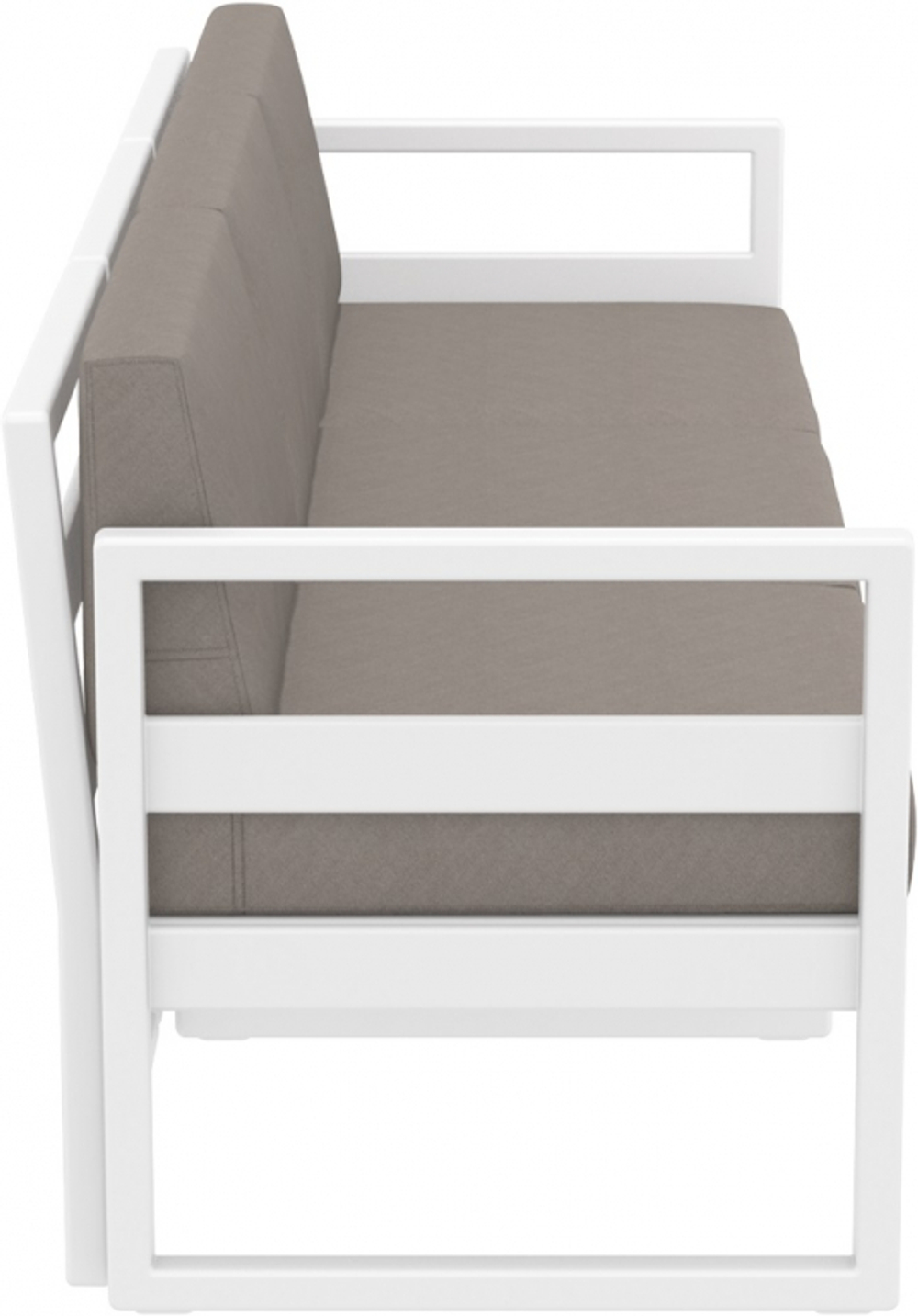 Диван пластиковый трехместный с подушками Siesta Contract Mykonos XL, белый, светло-коричневый