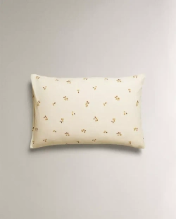 ZARA HOME НАВОЛОЧКА С ПРИНТОМ «ЛИСТЬЯ», ЖЕЛТОВАТО-БЕЛЫЙ
