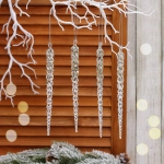 Подвеска «Хрустальная сосулька» 18 см (набор 4 шт), Шампань