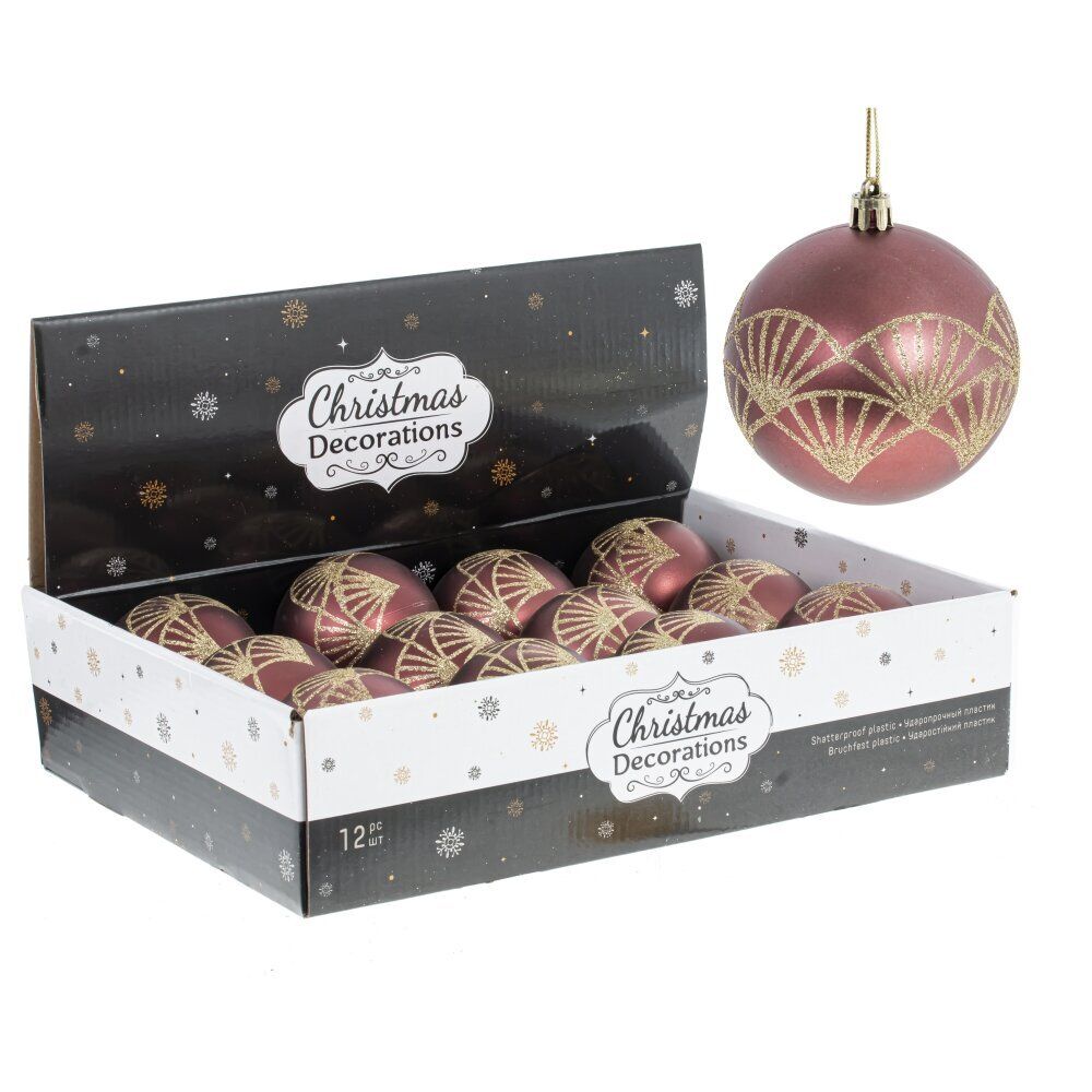 GAEM Набор из 12шт Украшение новогоднее "Шар", D 8 см, L35 W27 H8,5 см