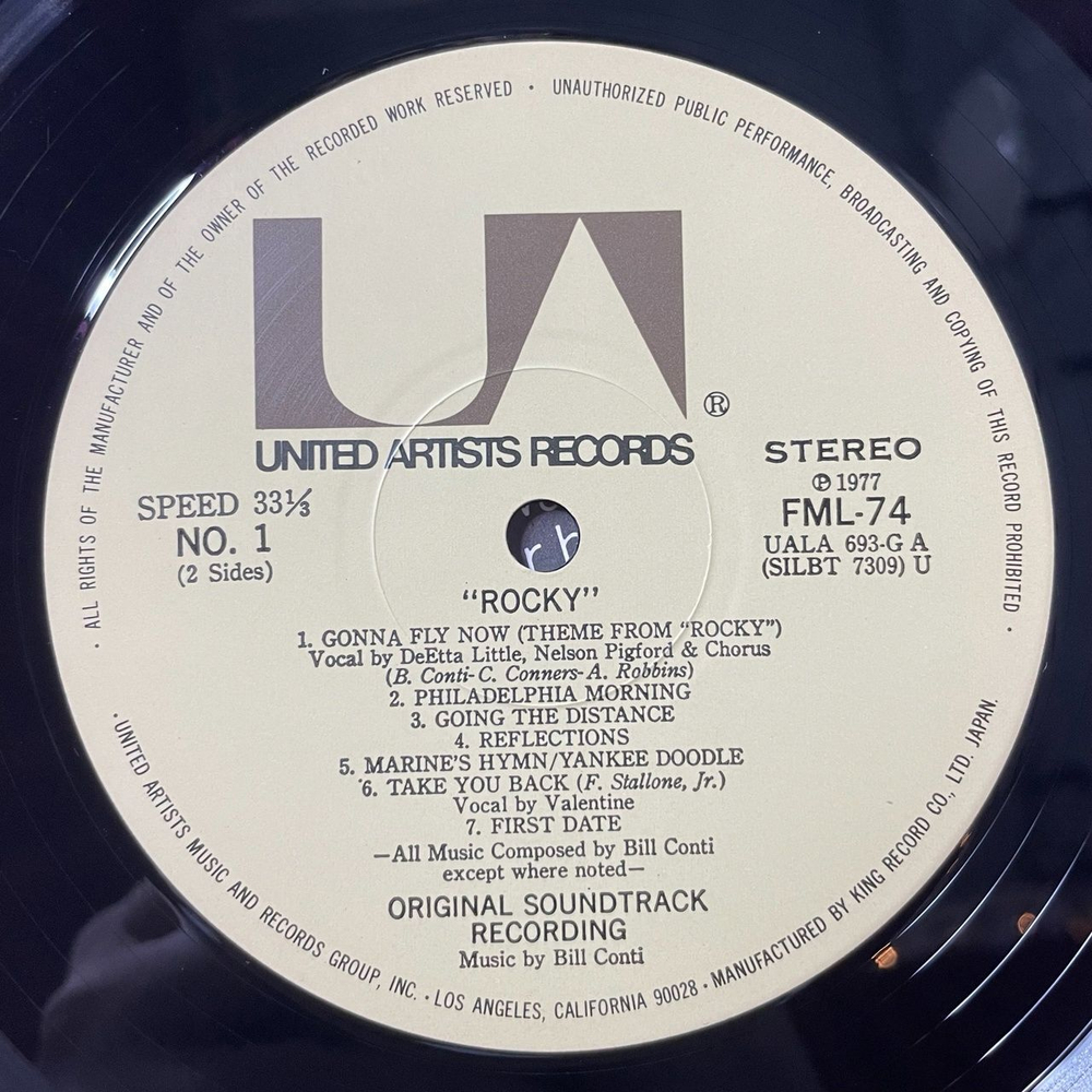 Винтажная виниловая пластинка LP Bill Conti Rocky Original Motion Picture Score (Japan 1977) (No Obi) Gonna Fly Now FML-74
