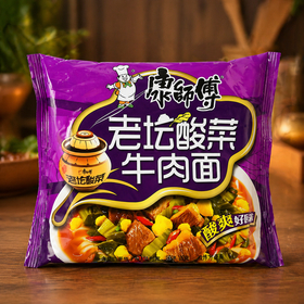 Лапша Kangshifu в пачке со вкусом квашенной капусты и говядины, 117г.