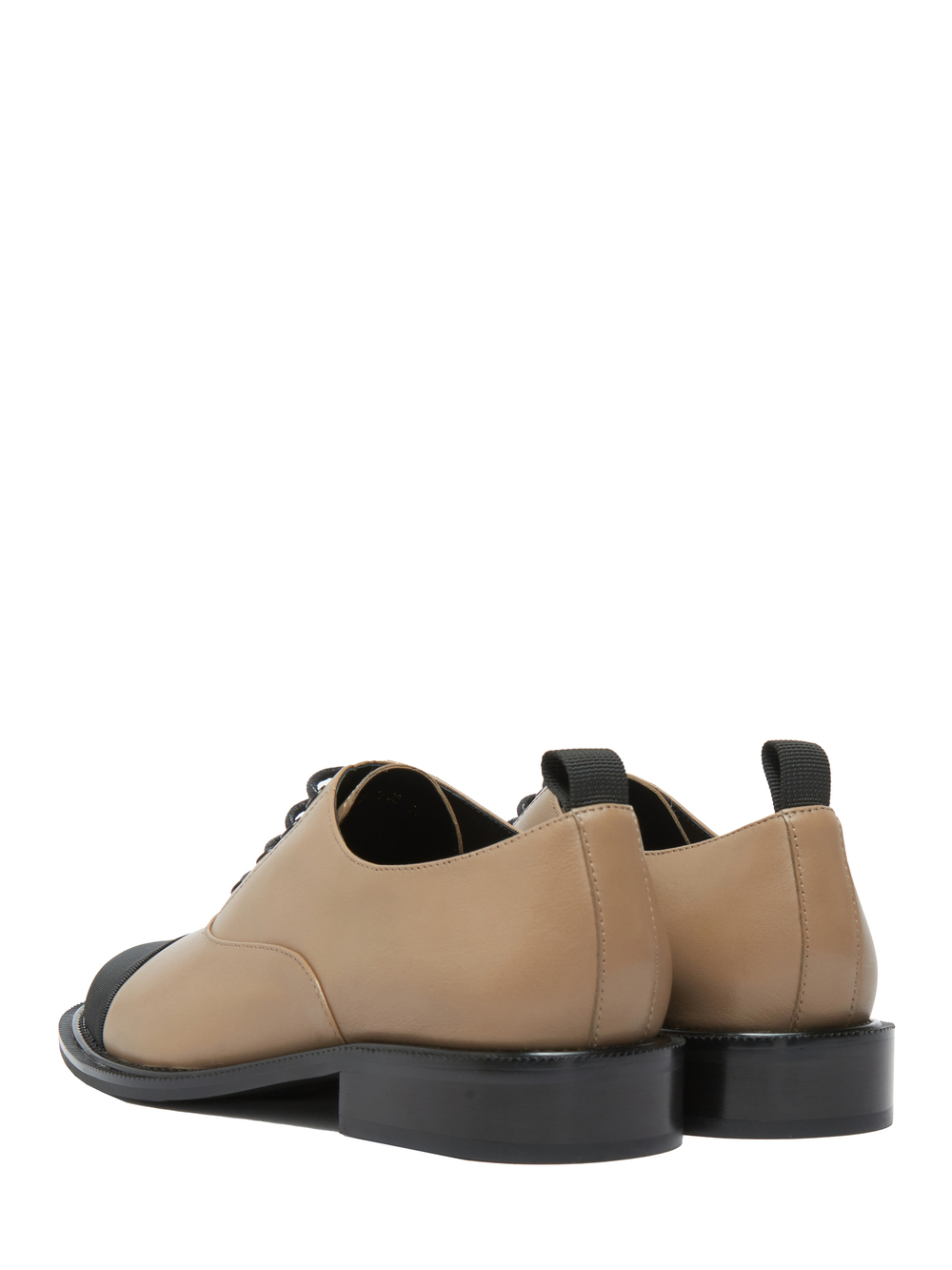 Женские комбинированные туфли темно-бежевые со шнурками