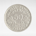 France, 50 Centimes 1943 - Vichy French State, VF