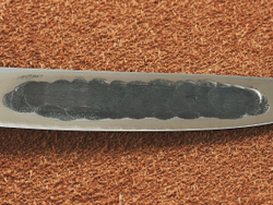 Малый шкуросъемный нож "Якут" с кованым долом, рукоять мореная карельская береза