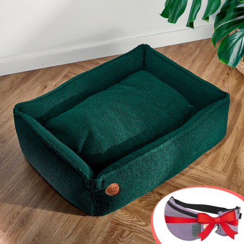 Лежанка из кучерявого микровелюра, изумрудный (+ ПОДАРОК) Rachel WOW