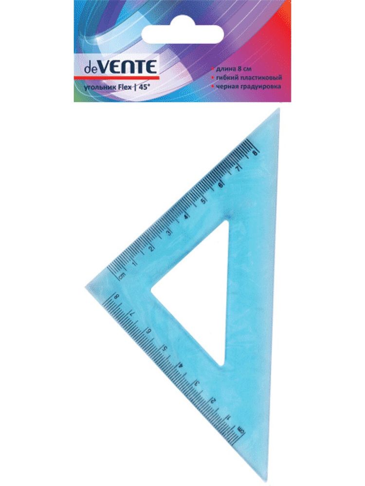 Треугольник 45°, 8см deVente &quot;Flexy&quot;, пластиковый, гибкий, синий