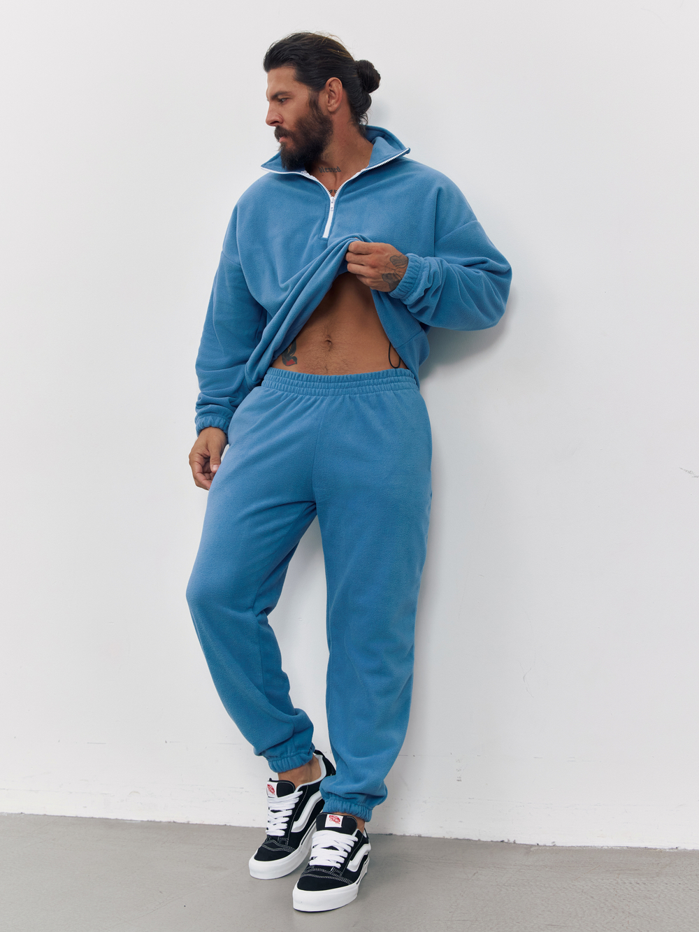 Свитшот "half zip" флисовый (голубой)