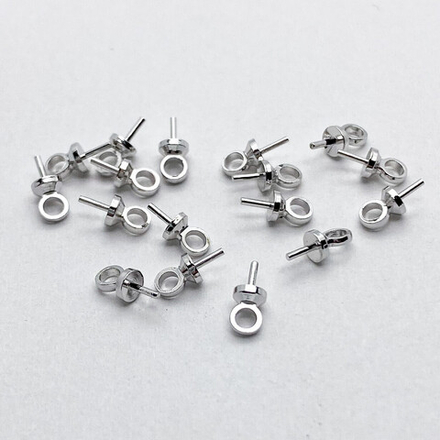 Бейл для вклейки, цвет серебро (родий), размер 2,5*7 мм, цена за 1 шт