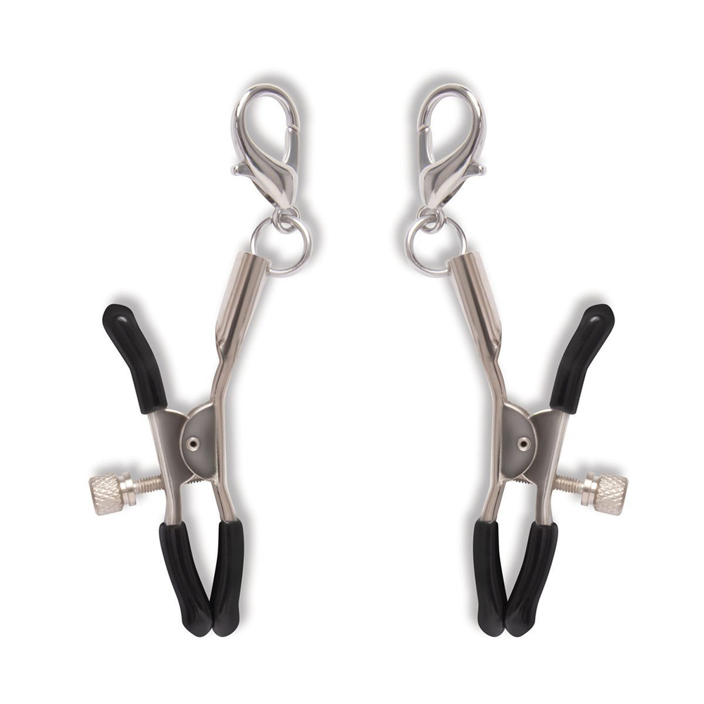 Большой эротический набор из 12 предметов Interchangeable Collar & Nipple Clips Set (Цвет: черный)