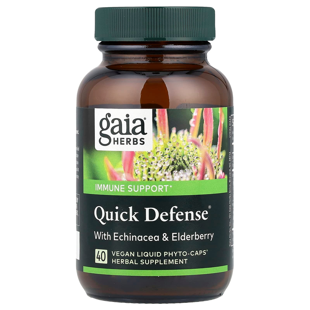 Gaia Herbs, Quick Defense, 40 веганских капсул Liquid Phyto-Caps