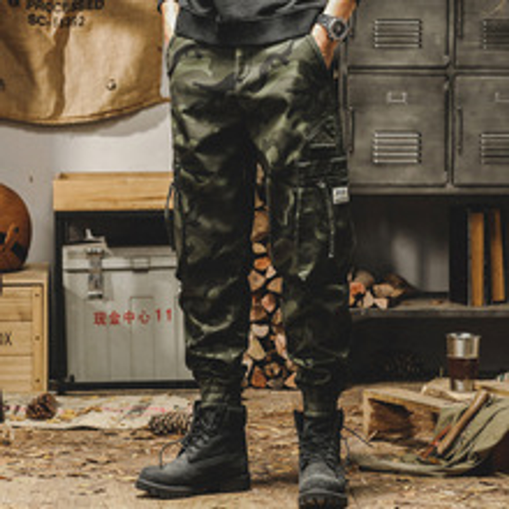 Американские камуфляжные повседневные брюки мужские весенне-осенние свободные прямые карманы, большие карманные тренды ретро десантники брюки