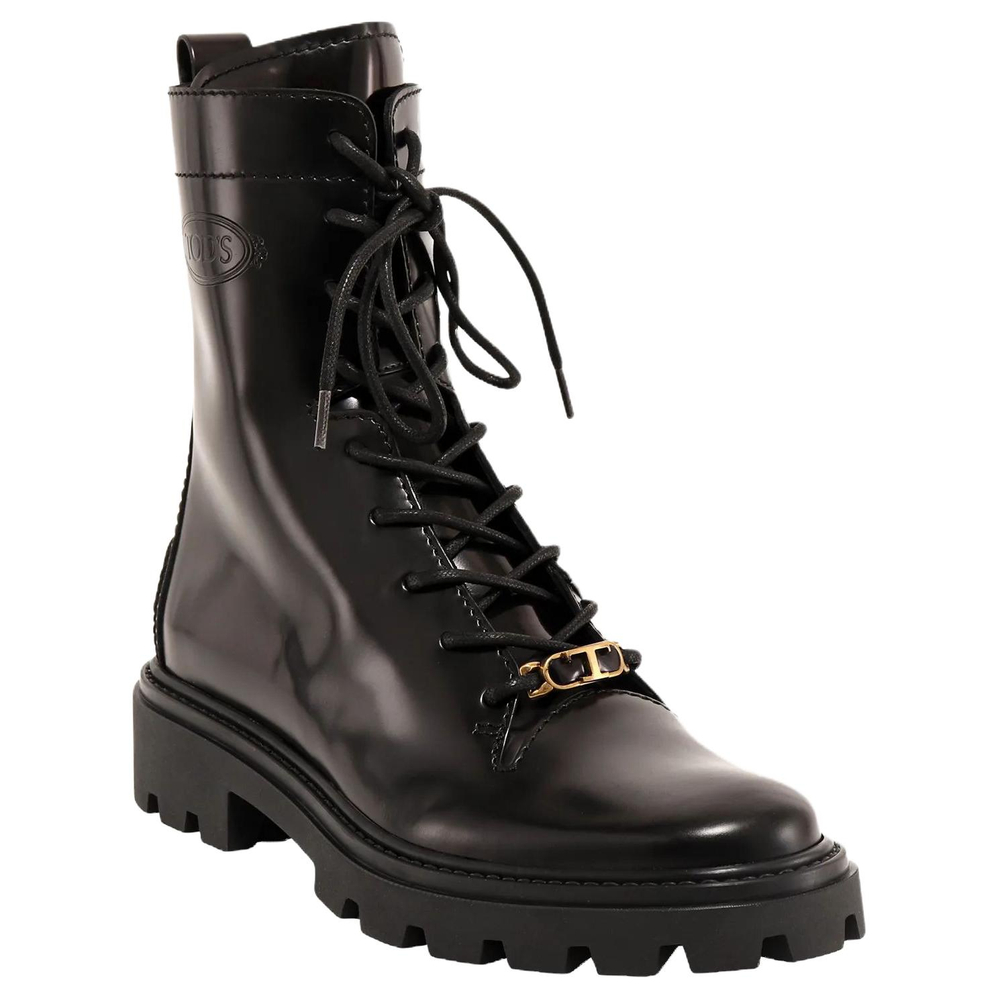 TOD"S Logo Plaque Combat Boots Women"s