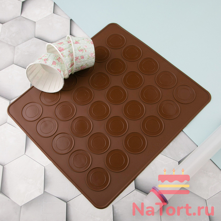 Коврик для Макаронс силиконовый 30 ячеек, 29*26см