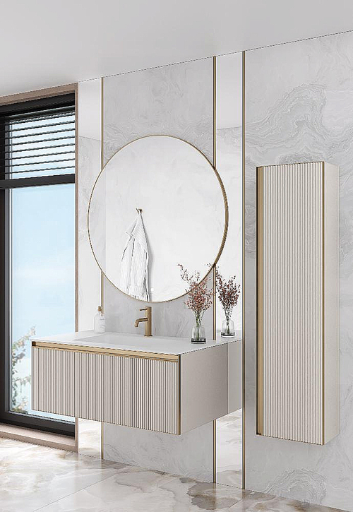 Тумба с раковиной Armadi Art QUATRO 1 100 FUGA CASHMERE/профиль MATT GOLD