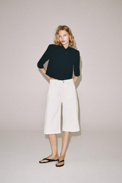 ZARA УКОРОЧЕННЫЙ БЛЕЙЗЕР С КОРОТКИМИ РУКАВАМИ — ZW COLLECTION, МОРСКОЙ СИНИЙ