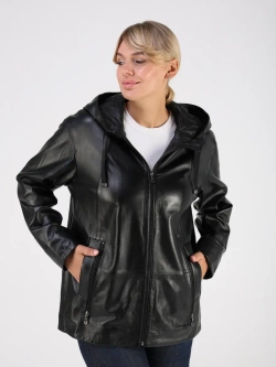 Кожаная куртка демисезонная с капюшоном