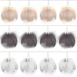 GAEM Набор из 12шт, Украшение новогоднее Шар "Перышко страуса", D 8 см, L35 W27 H9 см