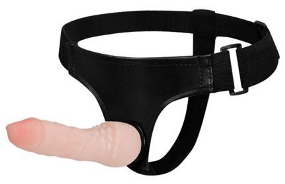 Реалистичный фаллоимитатор на трусиках - 16,9 см. (Цвет: телесный с черным)