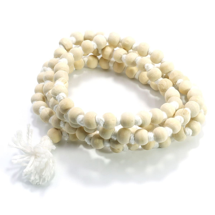 Четки из священного Нима d-9-10 мм со святого места Вриндаван 108 бусин 47 см