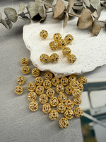 Бусина ажурная (полая) 8 мм, 10 штук позолота 14k