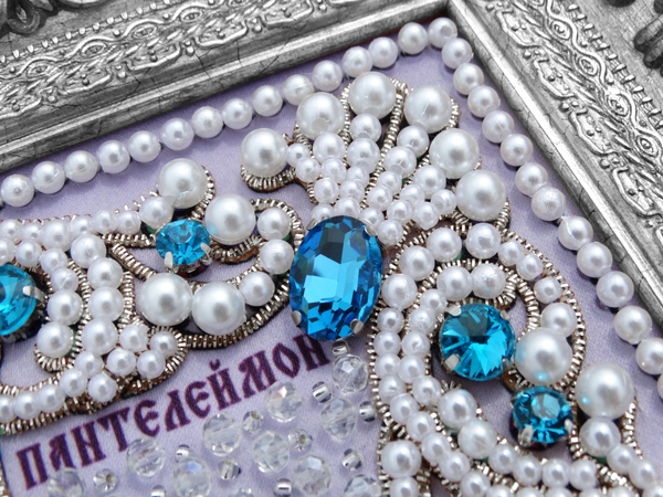 ЖС-3-СГ Набор для вышивания хрустальными камнями Пантелеймон целитель (голубой)