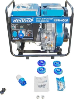 Генератор дизельный Redbo DPG-6500 (7 кВт, бак 15 л, ручной/электростартер, AVR, 2 розетки ) электрогенератор / резервный источник питания