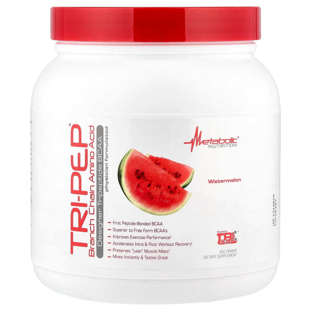 Metabolic Nutrition, Tri-Pep®, аминокислота с разветвленной цепью, со вкусом арбуза, 400 г