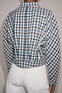 ZARA КУРТКА В КЛЕТКУ — ZW COLLECTION, ЭКРЮ/СИНИЙ