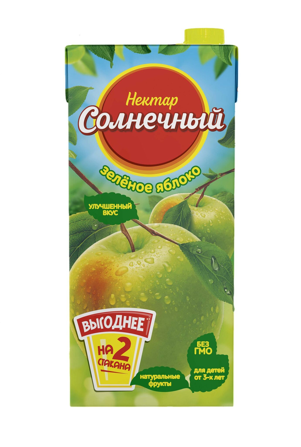 Сок натуральный Нектар Солнечный зеленое яблоко 1.9 л