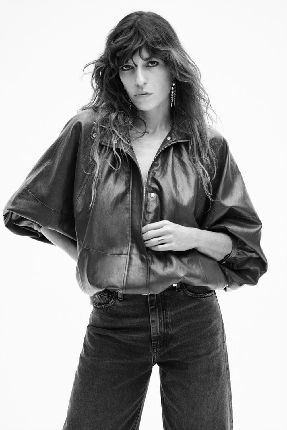 ZARA БОМБЕР ИЗ ИСКУССТВЕННОЙ КОЖИ — ZW COLLECTION, СЕРО-КОРИЧНЕВЫЙ