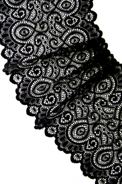 Эластичное кружево черное ширина 17 см