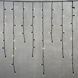 Светодиодная бахрома с колпачком 3,2*0,9 м., 168 теплых белых LED ламп, каучуковый черный провод, LTC (LL168-1-2WW)