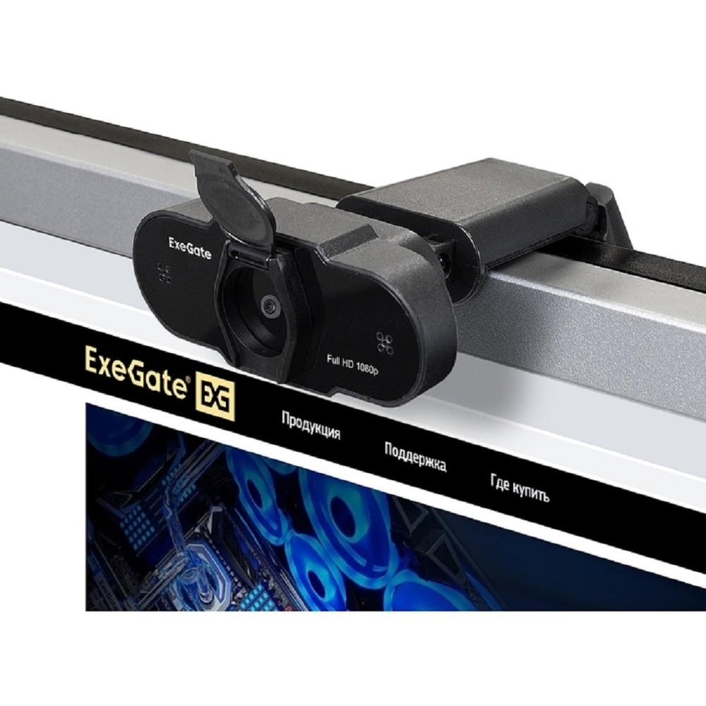 Веб-камера Exegate EX287388RUS Веб-камера ExeGate BlackView C615 FullHD Tripod (матрица 1 / 3" 2 Мп, 1920х1080, 1080P, 30fps, 4-линзовый объектив, шторка, USB, фиксированный фокус, микрофон с шумоподавлением, унив