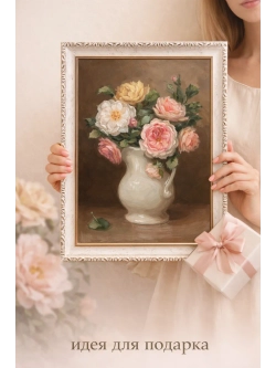 Картина на стену "Винтажный букет" 37×47 см холст