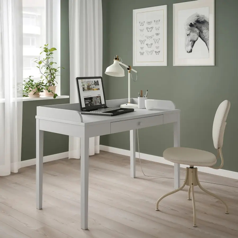 Письменный стол - IKEA SMYGA, 122х60 см, светло-серый, СМИГА ИКЕА