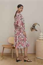 Платье на пуговках с цветочным принтом (Размер: XL-XXL) (Цвет: розовый)