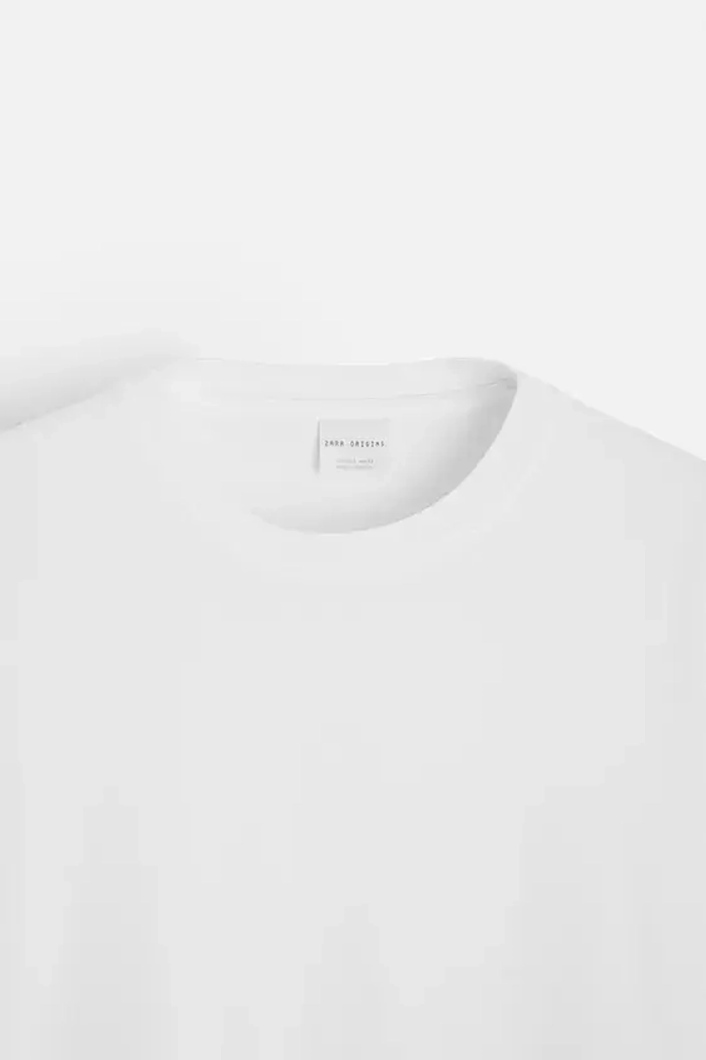 ZARA ФУТБОЛКА ИЗ ПЛОТНОГО ХЛОПКА С ДЛИННЫМИ РУКАВАМИ, БЕЛЫЙ