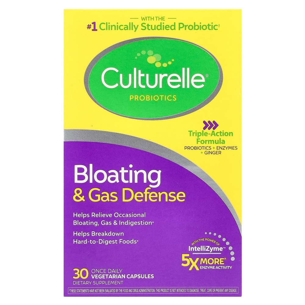Culturelle, Пробиотики, вздутие живота и газовая защита, 30 вегетарианских капсул