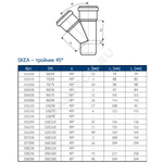 Тройник PP-MD бесшумный светло-серый Skolan Safe SKEA Дн 110х110х45гр (DN110х110) б/нап в/к Ostendorf 335200