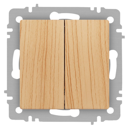 Выключатель Intro Accent 6-104-11 двойной, 10А-250В, IP20, СУ, AL/CU, сосна