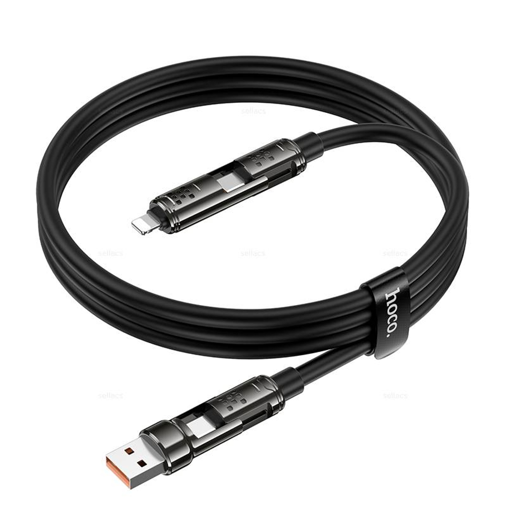 Кабель 4-в-1USB/C на iP/C 240W Hoco U143 (black)