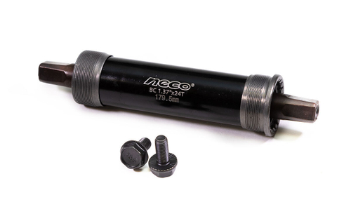 Каретка NECO, стальная, под стакан 100мм (Fat Bike ), квадратный вал, 179,5мм х1,37"х24, черная